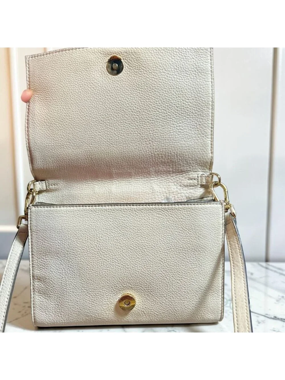 TORY BURCH WHITE LEATHER BOMBE SHOULDER BAG/CROSSBODY